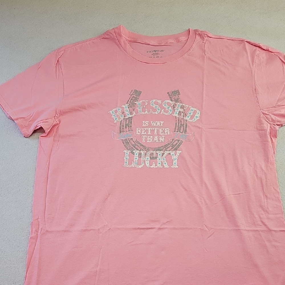 Kerusso Grace & Truth " Blessed is way better than Lucky"‎ ladies t shirt 2X